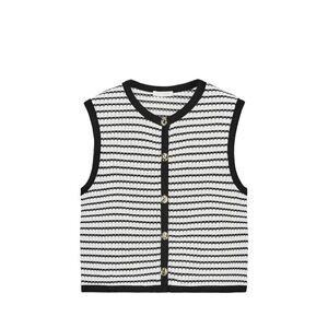 Black and White Striped Kids Vest